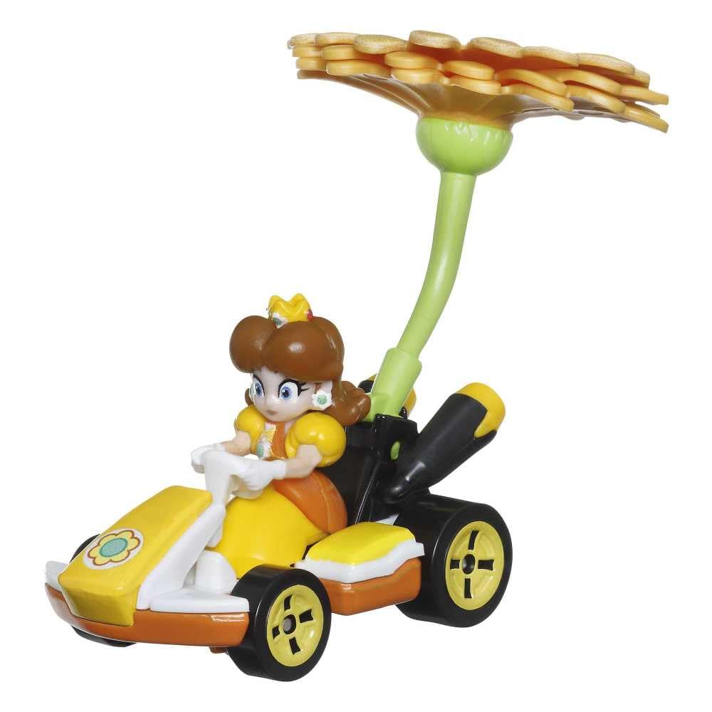 Hot Wheels 1:64 Scale Mario Kart | Princess Daisy Standard Kart + Flower Glider