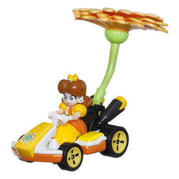 Hot Wheels 1:64 Scale Mario Kart | Princess Daisy Standard Kart + Flower Glider