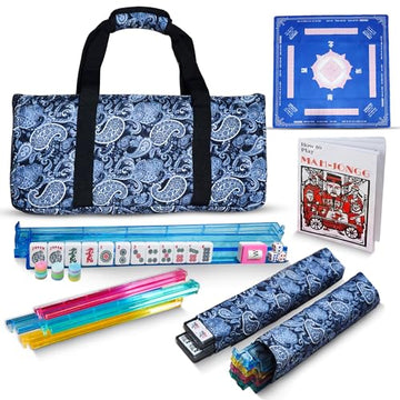 Emerald7 American Mahjong Tile Set with Mat - Premium Quality Melamine Mahjong Set with 166 Scratch-Resistant Tiles, Complete Accessories,