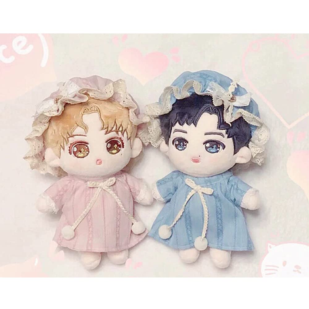 niannyyhouse 20cm Plush Doll Clothes Pajama Suit Hat Dress 8in Doll Accessories Dress Up (Pink-Purple)