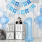 Baby Blue White Balloons And 40inch 1 Balloon, First Birthday Decorations For boy With blue White Confetti Balloons, Happy Birthday Banner Large 1