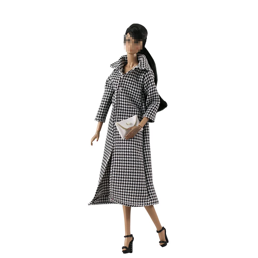 Doll Clothes, 5 Sets Outfits Houndstooth Coat Pants Windbreaker Hat for 11.5 inch Dolls Accessories Random Style