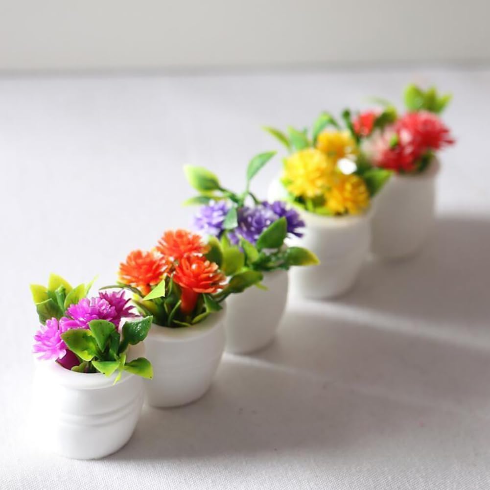 5Pcs Dollhouse Plants, Dollhouse Flowers, Artificial Potted Plants, Fairy Garden Decor for Home, Office, Wedding Centerpiece Decoration