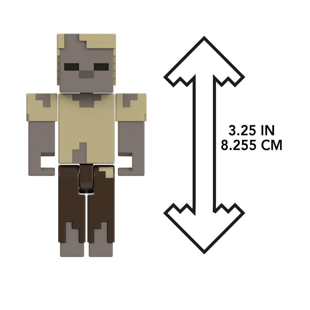Mattel Minecraft Vanilla 3.25" Husk Action Figure for Kids Ages 6 and Up
