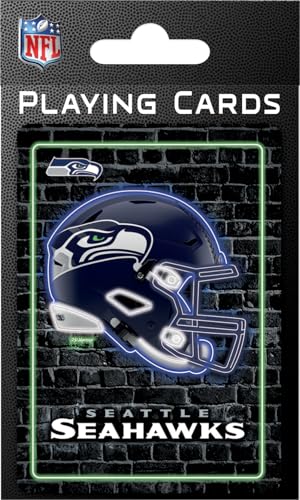 Masterpieces Officially Licensed NFL Seattle Seahawks Neon-Styled Playing Cards - 54 Card Deck for Adults