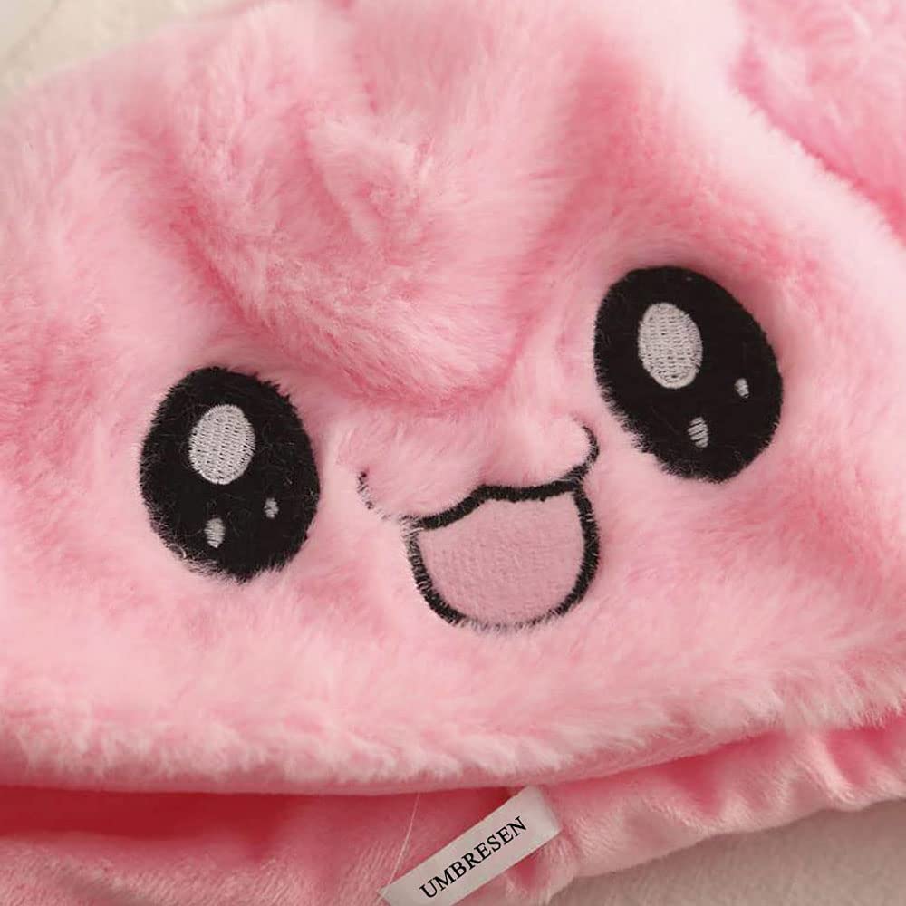 umbresen Bunny Hat Ear Moving Jumping Rabbit Hat Funny Cute Plush Animal Cap with Paws for Kids Women Girl Party Christmas Holiday Birthday Dress up
