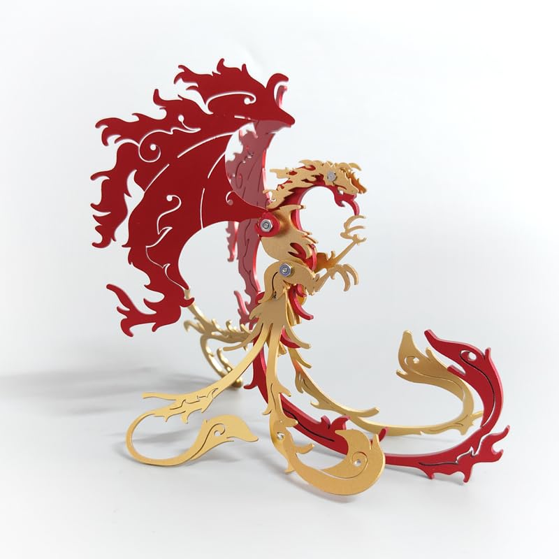 Mokrdomain Phoenix 3D Metal Jigsaw Puzzle, Red-Wings, 28 Pieces