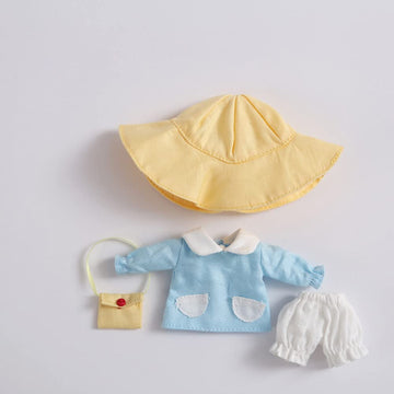 XiDonDon Doll Clothes 4 Pieces=Shirt+Shorts+Hat+Bag Kindergarten Set for Ob11,YMY,Body9,1/12 BJD Doll Accessories (Blue)