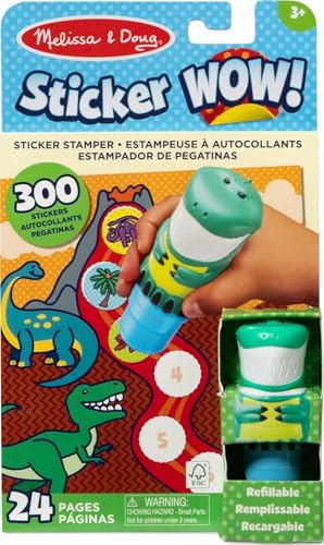 Melissa & Doug Sticker Wow!™ Dinosaur Bundle: 24-Page Activity Book, Refillable Sticker Stamper, Mini Pad, 500 Stickers, Arts and Crafts for Kids Ages