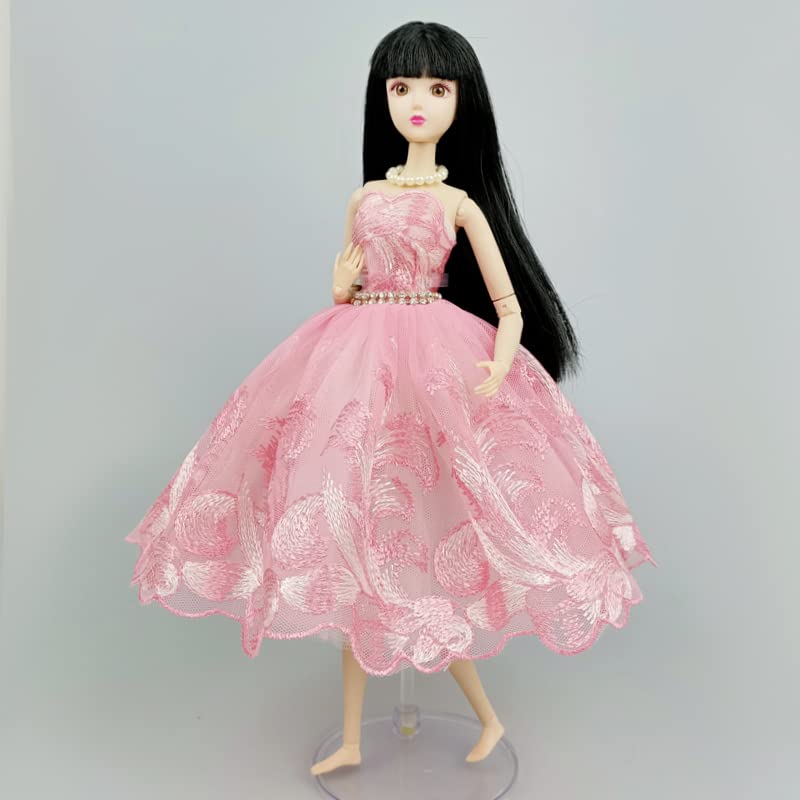 Fashion Tutu Ballet Dress for 11.5" Doll Clothes Outfits 1/6 Dolls Accessories Rhinestone 3-Layer Skirt Ball Party Gown (Pink)