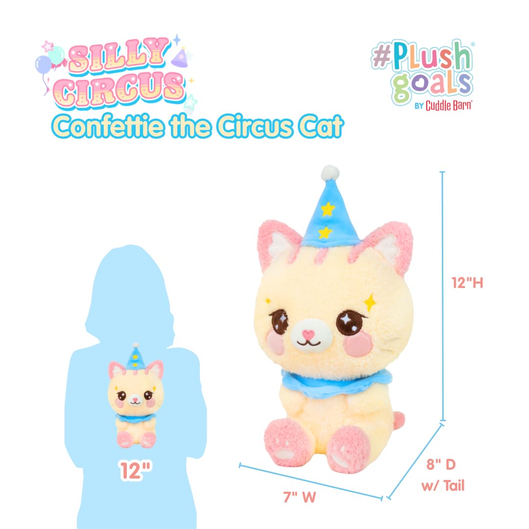 Plush Kitty - Confettie the Clown Cat by PlushGoals | Cute Circus Cat Stuffed Animal | Soft Kawaii Plushie in Pastel Costume | Adorable Gift for Kids