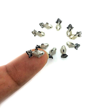An_Shop 10pcs Artificial Animal Accessories Clay Goldfish Packs Miniature Figurine Mini Decorative for DIY Ornament Craft DIY Dollhouse Silver Pearl