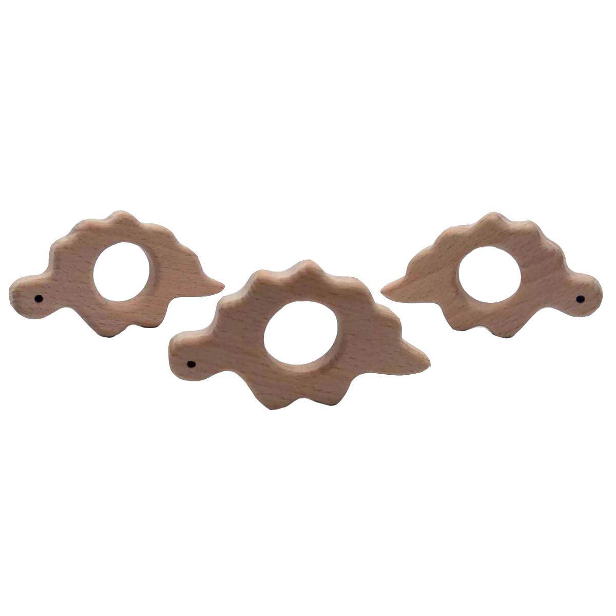10pcs Lovely Cartoon Wood Dinosaur Pure Natural Animal Shape Beech Wooden Handmade Laser Printed Pattern DIY Necklace Pendant (Dinosaur)