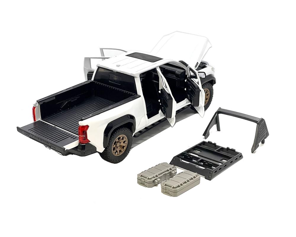 MiJo Exclusives Toyota Tacoma Trailhunter Diecast Model, 1:24 Scale, Black, 2025 (White)