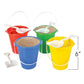 ArtCreativity 6 Inch Mini Plastic Beach Bucket and Shovel Set - Pack of 12 - Assorted Colors Buckets and White Shovels - Summer Beach Toys - Practical