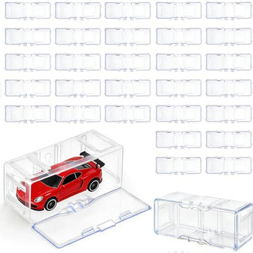 80-Pack Interlocking Toy Car Storage Case for 1/64 Scale Die-Cast Cars, Compatible with Hot Wheels & Matchbox Mini Cars, Clear Dustproof Stackable