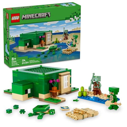 LEGO Minecraft The Turtle Beach House Construction Toy, Minecraft House Building Set with Turtle Figures, Accessories, and Characters from The Game