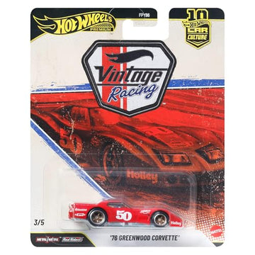 Hot Wheels '76 Greenwood Corvette Car Calture Premium 2026 Vintage Racing Series 1:64 Scale Collectible Die Cast Metal Toy Car Model with Rubber Real