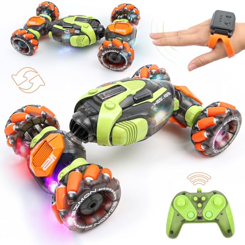 FUNiOi Gesture Sensing RC Stunt Car - Remote & Hand-Controlled Drift Toy for Kids Ages 5-7 6-8 9 10 11 12 Year Old, 4WD, Double-Sided Driving