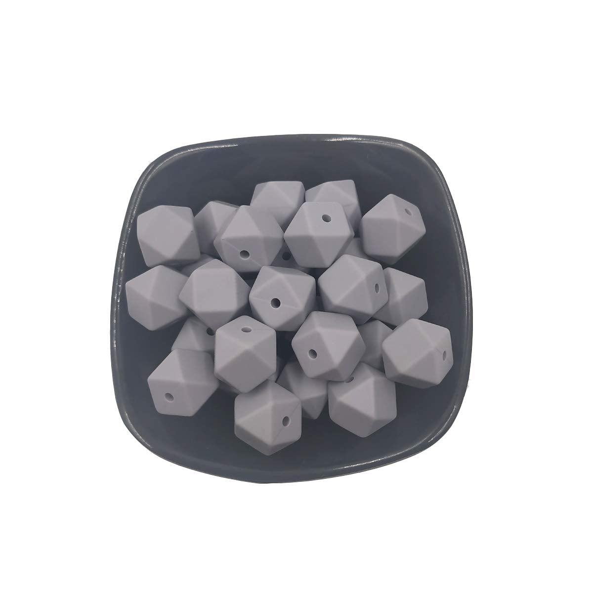 Alenybeby 30pcs 17mm Silicone Hexagonal Pearl Beads Ball Loose Silicone Geometric Hexagon Bulk Bead for Keychain DIY Mom Necklace Bracelet Craft