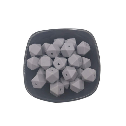 Alenybeby 30pcs 17mm Silicone Hexagonal Pearl Beads Ball Loose Silicone Geometric Hexagon Bulk Bead for Keychain DIY Mom Necklace Bracelet Craft