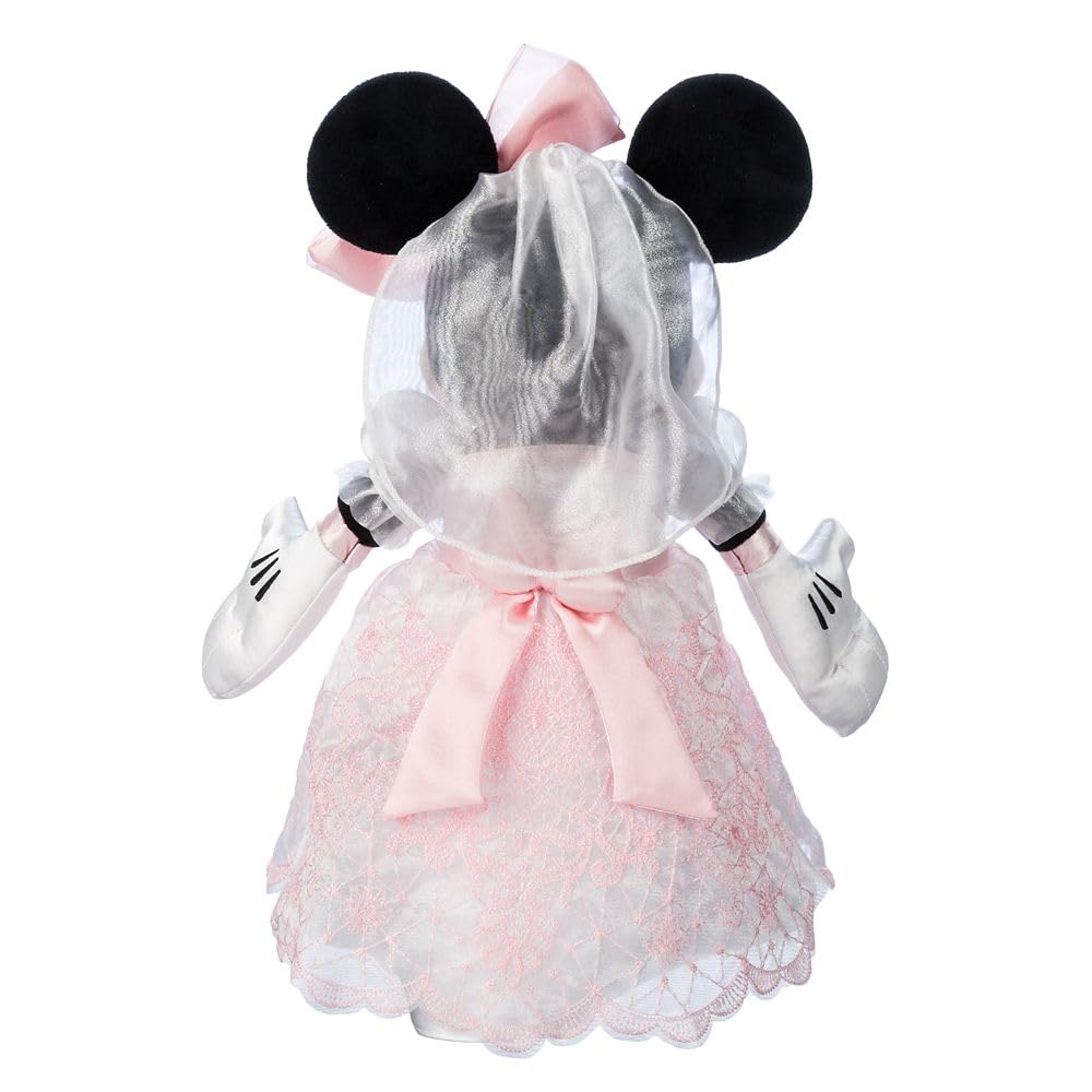 Disney Store Official Minnie Mouse Wedding Plush - Bride Stuffed Animal, Satin Bridal Gown, Embroidered Features, Organza Puffed Sleeves, Romantic