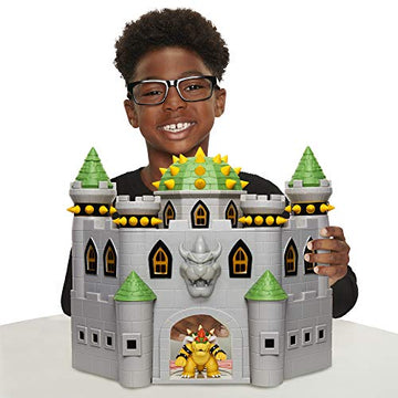 Super Mario Nintendo Deluxe Bowser's Castle Playset with 2.5" Exclusive Articulated Bowser Action Figure, Interactive Play Set with Authentic in-Game