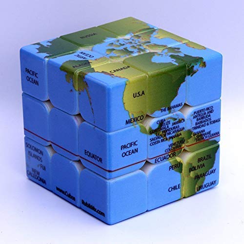 World Map Design 3X3X3 Speed Cube,Geography Learning Puzzle Toy