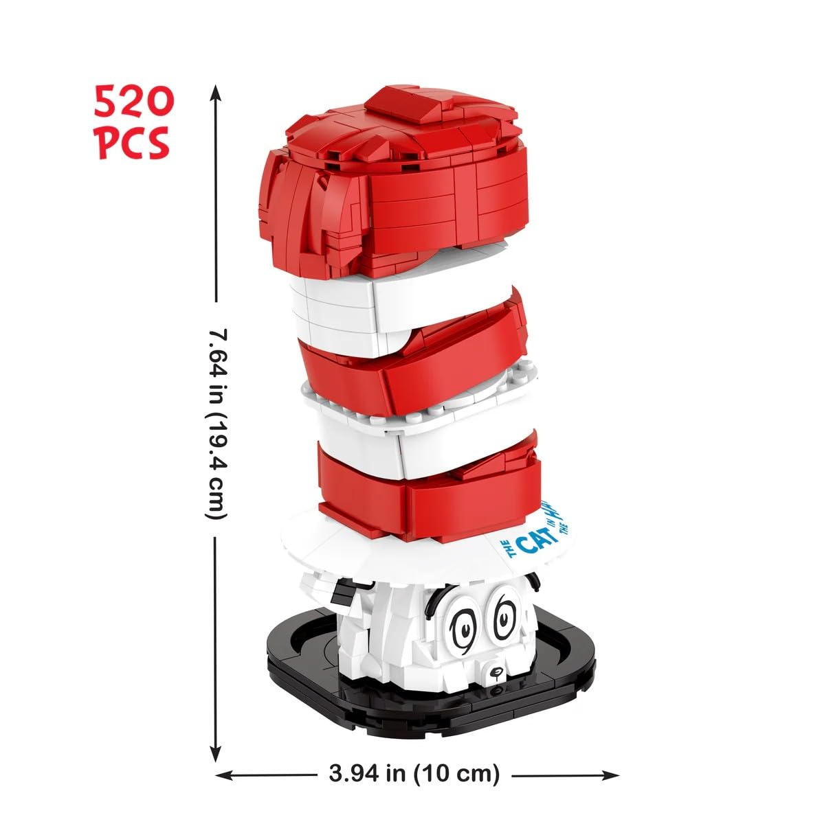 Brickcraft Officially Licensed Dr. Seuss Cat in The Hat Bust with Printed Parts, Includes 556 Pieces Multicolored Brick Building Set