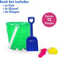 4E's Novelty 12 Sets Beach Toys - Includes 12 Sand Buckets, 12 Shovels, 24 Sand Molds for Kids - Small 5.75" Beach Buckets Bulk, Summer Party Favors