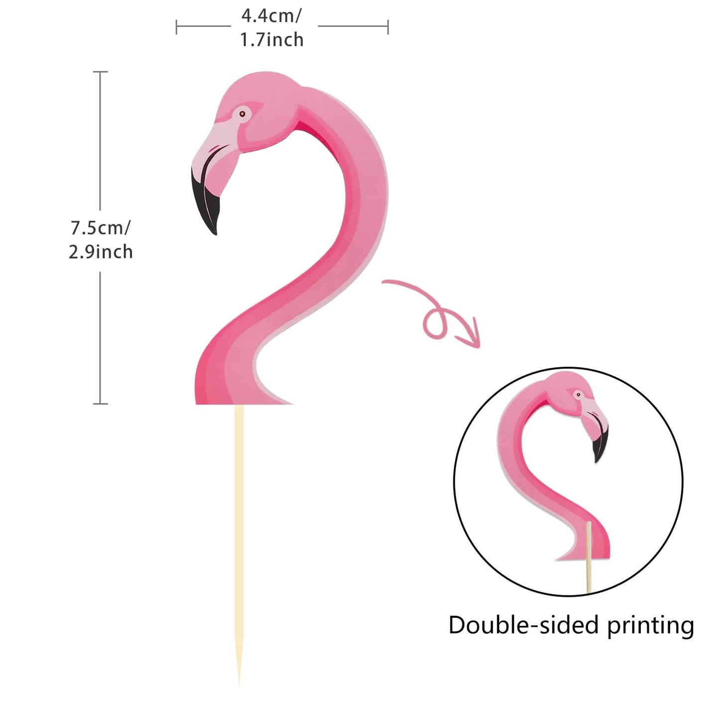 24Pcs Flamingo Cupcake Toppers, Tropical Cake Toppers