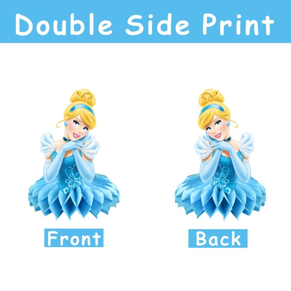 8Pcs Cinderela Table Centerpieces Birthday Party Supplies Double Side Table Decorations for Girls Party Decorations