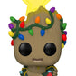 Funko POP! Marvel Holiday Groot with Lights (Glow in The Dark), Exclusive, Multicolor, 3.75 inches