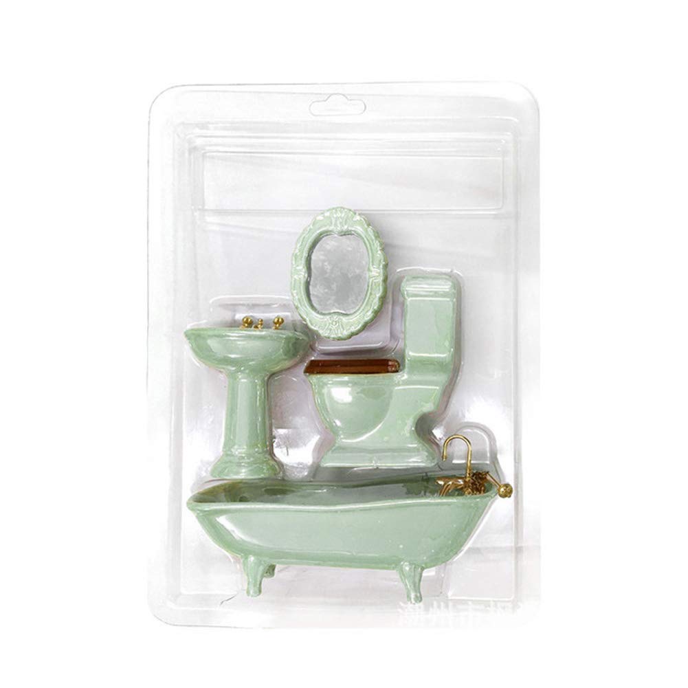 BESTLEE Dollhouse Furniture Miniature Bathroom Accessories Set 4PCS-1:12 Scale (Light Green)