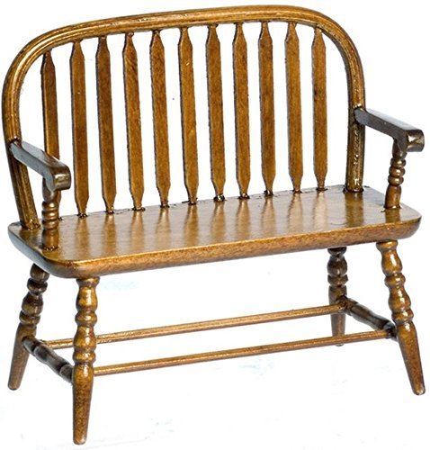 Dollhouse Miniature 1:12 Scale Walnut Colonial Windsor Bench #T6845