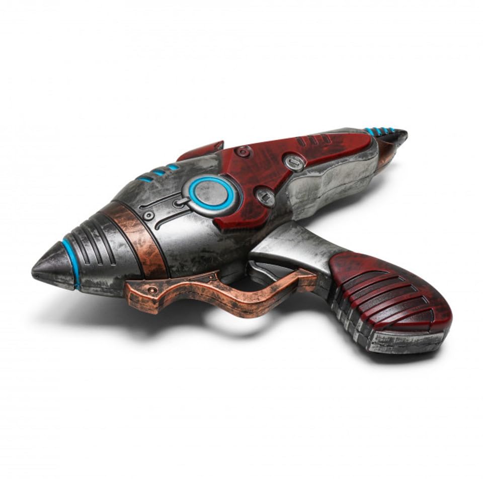 Hub's Alien Blaster Replica Foam Gun - Sci-Fi Retro Ray Gun Toy for Cosplay, Halloween, Display & Collectors - 13" Multicolor Barrel with Red & Silver