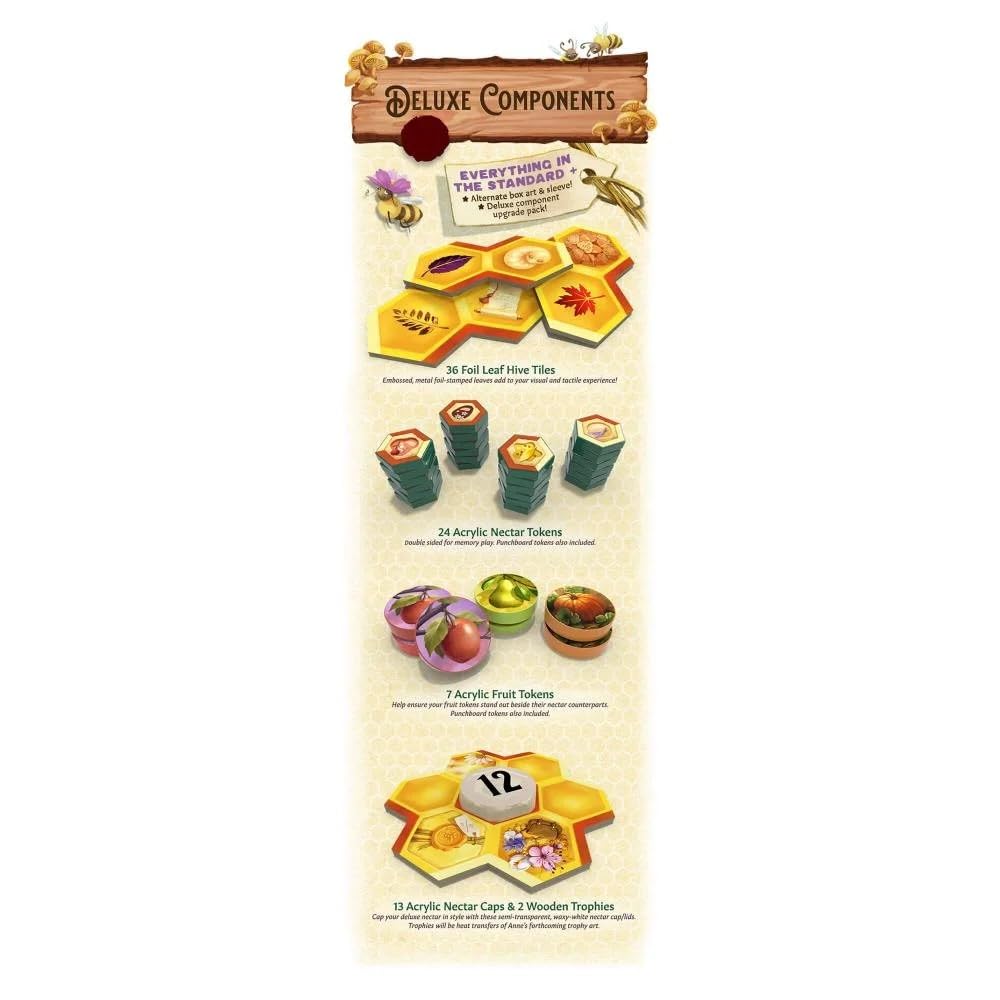 Honey Buzz Fall Flavors Deluxe Edition - Premium Expansion for Honey Buzz Board Game by Elf Creek Games, Autumn-Themed Strategy Game for 1-4 Players