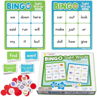 Bright Seed Sight Words Bingo Game, Learn to Read - Level 1 & 2