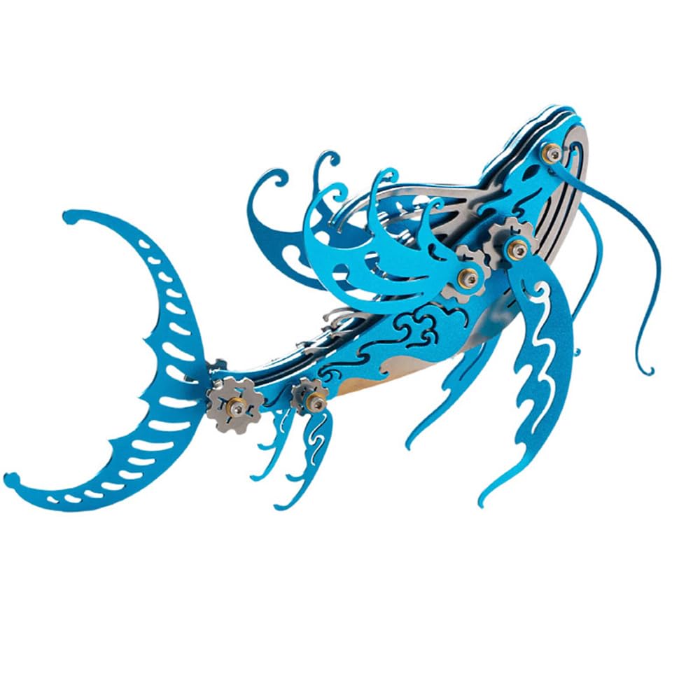 Mokrdomain Whale 3D Metal Puzzle, Blue, 92 Pieces