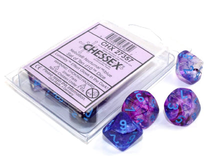 Chessex d10 Dice Set: Nebula Luminary - Nocturnal w/Blue (10)