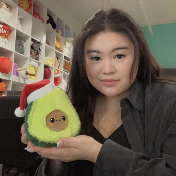 Squishable - Snugglemi Snacker Santa Avocado - Comfort Food Collection - 6 in - Soft Toy Collectible Stuffed Animal - Beans