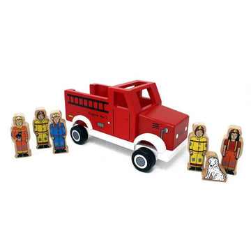 Jack Rabbit Magnetic Wooden Fire Truck - with Figures - Ages 3+