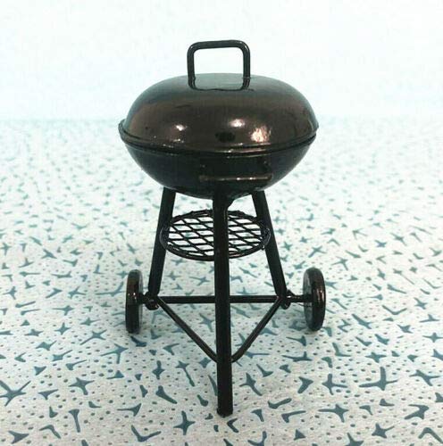 EatingBiting 1:12 mini House Miniature Furniture Room Kitchen Utensils Garden Round BBQ Oven Grill for Kitchen Small House Decor of Livingroom