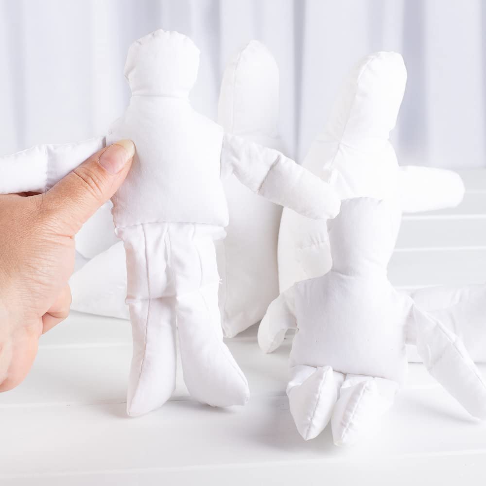 Factory Direct Craft Group of 4 Cloth Doll Body Blank Models - Pre-Stuffed Natural Muslin Doll Bodies for Making Therapy Reiki Energy Dolls, Angels
