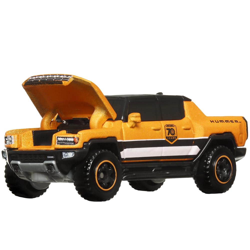 Matchbox Moving Parts 70 Years Special Edition Die-Cast Vehicle - HMV12 ~ Inspired by 2022 Hummer EV ~ 3/5 Orange and Black