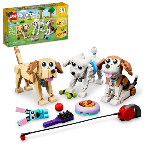 LEGO Creator 3 in 1 Adorable Dogs Building Toys - Pretend Play Toys for Girls & Boys, Ages 7+ Years - Kids Learning & Educational Sets - Gift for
