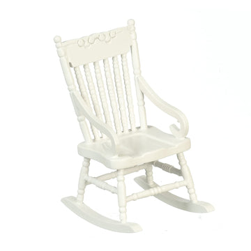 Town Square Miniatures Dolls House Miniature 1:12 Scale Furniture White Wooden Rocking Chair