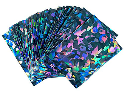 Premium Preferred Protection 100 Black Holographic Card Sleeves Perfect Fit Shiny Trading Card Sleeves Standard Size Sleeves | Compatible with