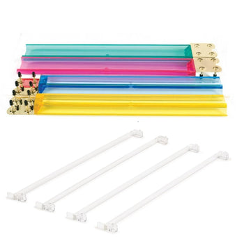C&H Solutions Clear Acrylic Mahjong Pushers 18'' - Set of 4 and Color Acrylic Mahjong Racks 18'' - Set of 4 (Combo)
