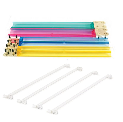 C&H Solutions Clear Acrylic Mahjong Pushers 18'' - Set of 4 and Color Acrylic Mahjong Racks 18'' - Set of 4 (Combo)